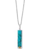 Effy Men's Manufactured Turquoise Bar Necklace (3/4 Cttw) In Sterling Silver With 18k Gold-plate