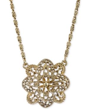 2028 Gold-tone Filigree Pendant Necklace