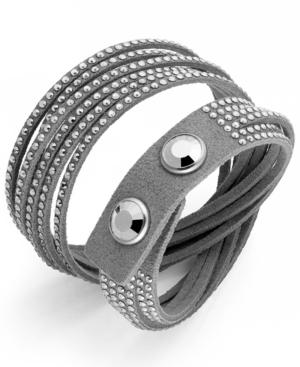 Swarovski Bracelet, Gray Fabric Crystal Wrap Bracelet