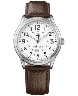 Tommy Hilfiger Men's Table Brown Leather Strap Watch 42mm 1791259