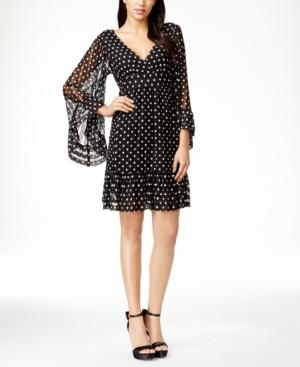 Betsey Johnson Polka-dot Bell Sleeve Dress