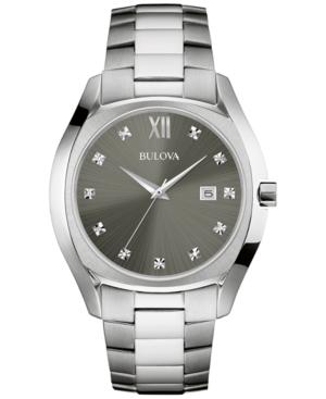 Bulova Men's Diamond Accent Stainless Steel Bracelet Watch 43mm 96d122