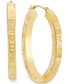 Etched Hoop Earrings In 10k Gold