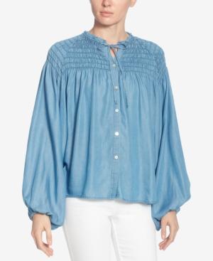 Catherine Catherine Malandrino Smocked Chambray Blouse