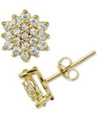 Giani Bernini Cubic Zirconia Pave Starburst Stud Earrings In 18k Gold-plated Sterling Silver, Created For Macy's