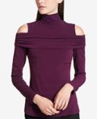 Dkny Cold-shoulder Turtleneck Top