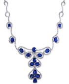 Effy Sapphire (6-1/3 C.t. T.w.) And Diamond (1-1/4 C.t.tw.) Necklace In 14k White Gold