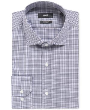 Boss Men's Regular/classic-fit Plaid Cotton Traveler Dress Shirt