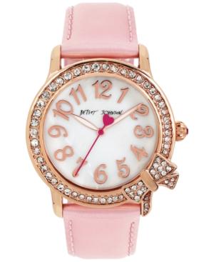Betsey Johnson Women's Pink Leather Strap Watch 38mm Bj00562-03