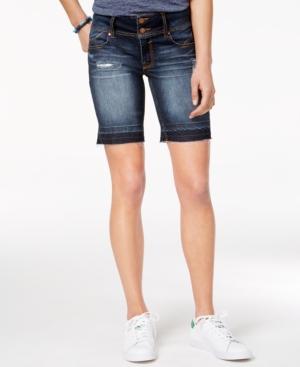 Tinseltown Juniors' Ripped Denim Bermuda Shorts