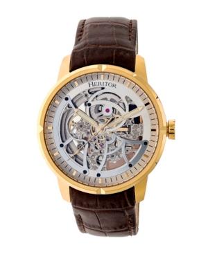 Heritor Automatic Ryder Brown & Gold & Silver Leather Watches 44mm