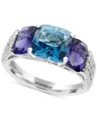 Effy Multi-gemstone (5-1/5 Ct. T.w.) And Diamond (1/5 Ct. T.w.) Ring In 14k White Gold