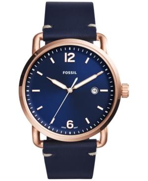 Fossil Men's Commuter Blue Leather Strap Watch 42mm Fs5274