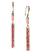 Inc International Concepts Gold-tone Pink Pave Linear Drop Earrings, Only At Macy's