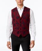 Tallia Men's Slim-fit Red/black Floral-print Vest