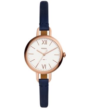 Fossil Women's Annette Navy Leather Strap Watch 30mm