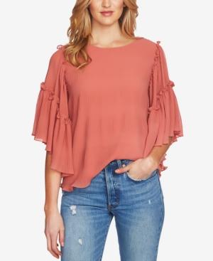 1.state Ruffled Asymmetrical-sleeve Top