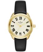 Kate Spade New York Women's Crosstown Black Leather Strap Watch 34mm Ksw1093