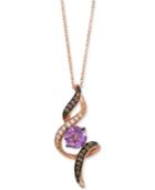 Le Vian Chocolatier Amethyst (1 Ct. T.w.) And Diamond (1/4 Ct. T.w.) Pendant Necklace In 14k Rose Gold