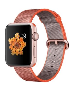 Apple Watch Series 2 42mm Rose Gold Aluminum Case With Orange/anthracite Woven Nylon Band