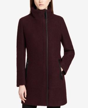 Calvin Klein Faux-leather-trim Asymmetrical Coat