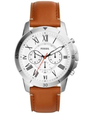 Fossil Men's Chronograph Grant Sport Tan Leather Strap Watch 44mm