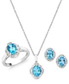 Blue And White Topaz Jewelry Set In Sterling Silver (4-1/3 Ct. T.w.)