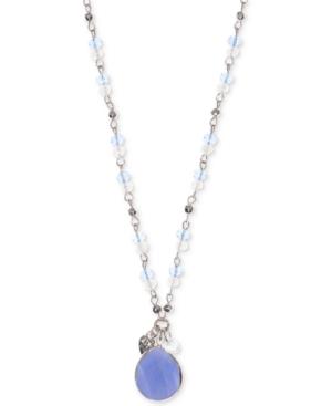 Lonna & Lilly Silver-tone Blue Stone Beaded Long Length Necklace