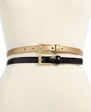 Style & Co. 2 For 1 Croco Patent Belt