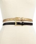 Style & Co. 2 For 1 Croco Patent Belt
