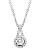 Diamond Teardrop Pendant Necklace In 14k White Gold (1/3 Ct. T.w.)