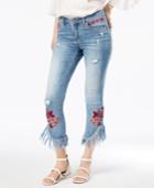 I.n.c. Embroidered Fringe-hem Jeans, Created For Macy's