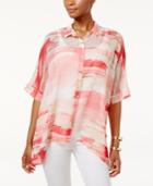 Jm Collection Petite Printed Dolman-sleeve Blouse, Only At Macy's