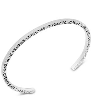 Lois Hill Filigree & Hammered Cuff Bangle Bracelet In Sterling Silver