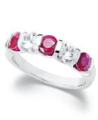 Sterling Silver Ring, Ruby (9/10 Ct. T.w.) And White Sapphire (5/8 Ct. T.w.) Channel-set Ring