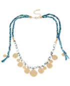 M. Haskell For Inc Gold-tone Blue Braided Coin-style Statement Necklace, Only At Macy's
