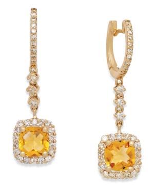 Citrine (2 Ct. T.w.) And Diamond (3/4 Ct. T.w.) Drop Earrings In 14k Gold