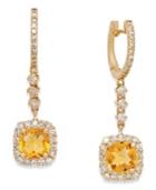 Citrine (2 Ct. T.w.) And Diamond (3/4 Ct. T.w.) Drop Earrings In 14k Gold