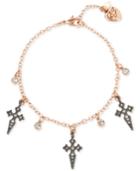 Betsey Johnson Two-tone Crystal Cross Ankle Bracelet
