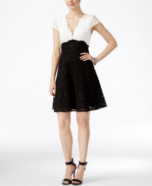 Betsey Johnson Lace Colorblocked Fit & Flare Dress