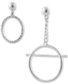 Guess Silver-tone Crystal Circle Mismatch Drop Earrings