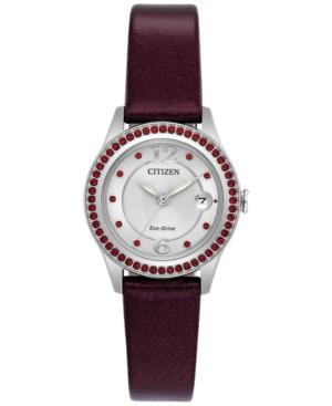 Citizen Eco-drive Women's Silhouette Crystal Jewelry Red Leather Strap Watch 29mm Fe1121-05a, A Macy's Exclusive