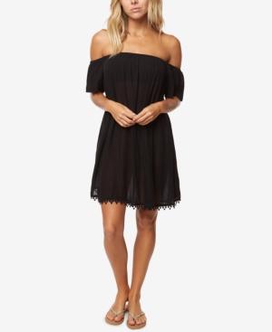 O'neill Juniors' Kinsey Printed Crochet-trimmed Off-the-shoulder Dress