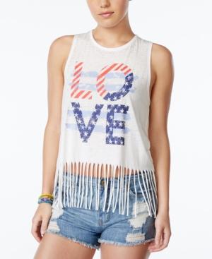 Almost Famous Juniors' Love Fringe Graphic Tank Top