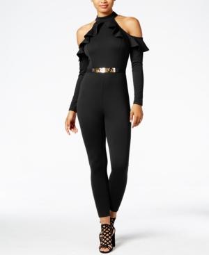 Material Girl Juniors' Cold-shoulder Ruffled Jumpsuit, Created For Macy's
