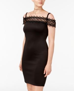 Jump Juniors' Crochet-trim Off-the-shoulder Dress