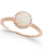 Opal (3/4 Ct. T.w.) And Diamond (1/8 Ct. T.w.) Ring In 14k Rose Gold