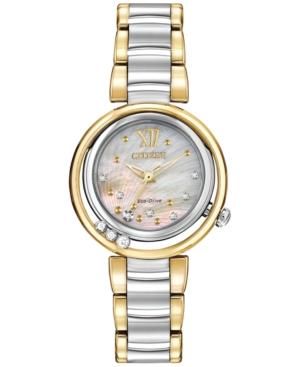 Citizen Women's Eco-drive L Series Sunrise Diamond Accent Two-tone Stainless Steel Bracelet Watch 29mm Em0324-58d