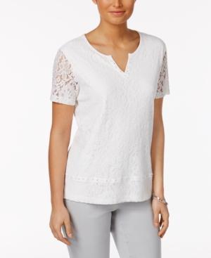 Alfred Dunner Rose Hill Lace-overlay Top