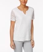 Alfred Dunner Rose Hill Lace-overlay Top